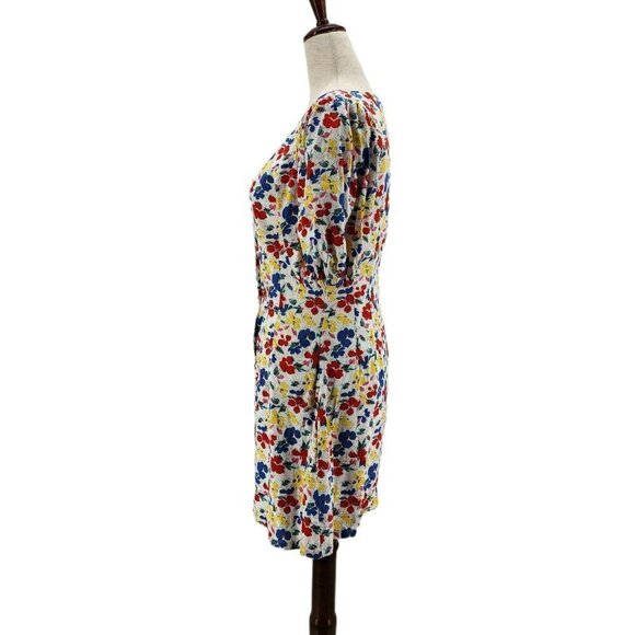 Rixo X Target Linen Blend Floral Puffed Sleeve Multicolor Mini Dress Womens 4 - Picture 4 of 8